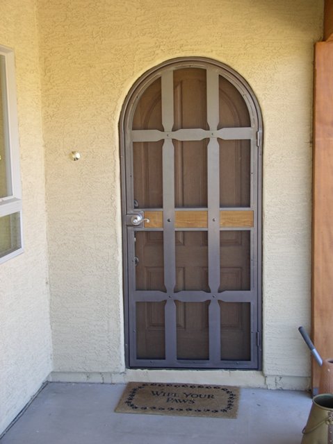 Arch topped door with wood insert